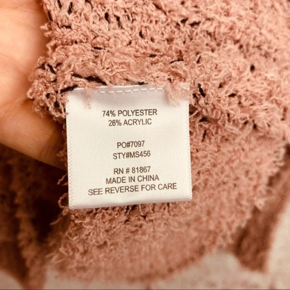 Olivia‎ Sky Womens Dusty Rose Popcorn Ribbed Knit Crew Neck Sweater MS456 Size S